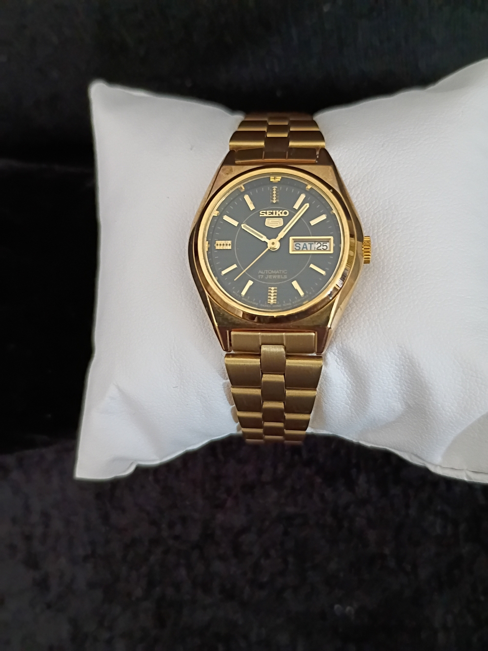 Seiko Women's Gold-Tone Automatic Watch with Black Dial